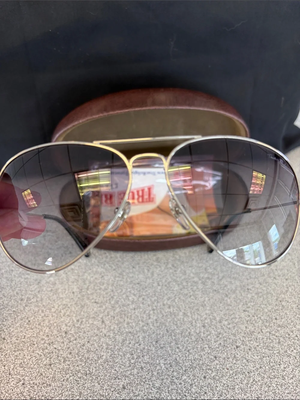 True Religion Silver Aviator Sunglasses with Dark Smoke Lenses